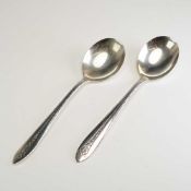 A Pair of National Silver Co. Sterling Silver Round Bowl Soup Spoons in the Margaret Rose Pattern