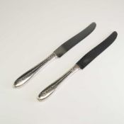 A Pair of National Silver Co. Sterling Silver Margaret Rose Pattern Knives