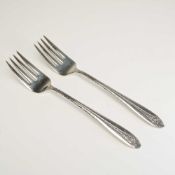 A Pair of National Silver Co. Sterling Silver Salad Forks in the Margaret Rose Pattern