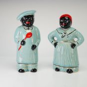 A Pair of Black Americana Ceramic Salt and Pepper Shakers, Salty and Peppy