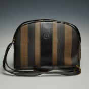 Fendi Pequin Striped Coated Canvas Crossbody Bag