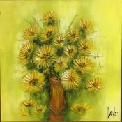 Carlo of Hollywood, Oil on Canvas, Still Life of Flowers, Signed