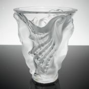 Lalique Frosted Crystal Vase, Conch Shell