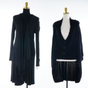 Two Designer Knit Cardigans including Michael Lauren Martel LE Hoodie and Ruti Haven Wrap