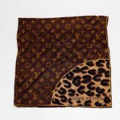 Louis Vuitton Silk Leopard Monogram Square Scarf