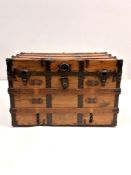 American Victorian Wooden Steamer Trunk