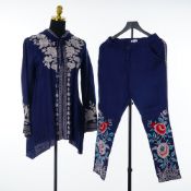 Johnny Was Carter Embroidered Linen Two Piece Ensemble