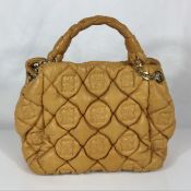Carolina Herrera Quilted Yellow Leather Tote Bag