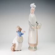Two Spanish Porcelain Figurines, Lladro Marketing Day 01004502 and Nao Girl, Cake and Dog