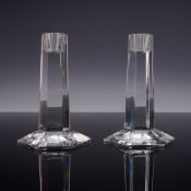 A Pair of Tiffany & Co. Frank Lloyd Wright Collection Lead Crystal Candlesticks