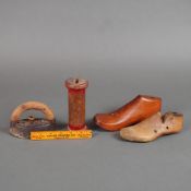 5pc Cobbler Implements including Wood Forms, Spool, & More