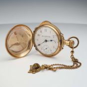 Elgin National Watch Co. 10K Gold Hunting Case Pocket Watch and Fob Chain