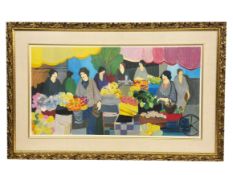 Itzchak Tarkay (Israeli, 1935-2012), Flower Market, Signed Serigraph
