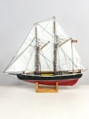 Handcrafted Wooden Model Schooner Spanish Bay with Display Stand