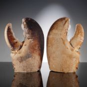 Pair of Giant Fossilized Lobster Claw Specimens