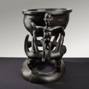 4pc African Tribal Wooden Bowl and Serving Spoons