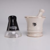 Two Medical Advertising Items- Griffith Pottery SK&F Mortar and Pestle and a Cloderm Magnifier