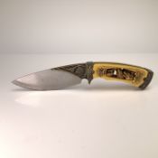 Wildlife Collection Resin Carved Handle Knife w/ Etched Blade