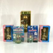 Collection of Five NFL Bobbleheads and Figurines Featuring Dan Marino and Brett Favre