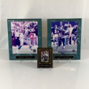 Three US Football Sports Memorabilia Plaque Collection