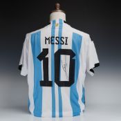 Signed Lionel Messi Argentina National Team 2022-23 Home Jersey with COA