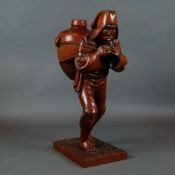 E. Pacheco Hand-Carved Wood Sculpture of a Water Carrier