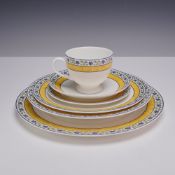6 Piece Set of Wedgwood Bone China Plates and Teacup, Mistral