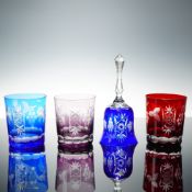 Lot of 4 Colored Cut-to-Clear Crystal Items