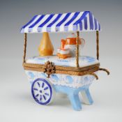 Parry Vieille Limoges Hand Painted Porcelain Market Cart Treasure Box