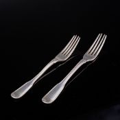 A Pair of Sterling Silver Fiddle Pattern Dinner Forks