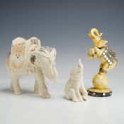 3pc Elephant Figurines Including Lenox China Jewels Porcelain