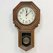 New Haven Clock Co. Erie Regulator Oak Wall Clock