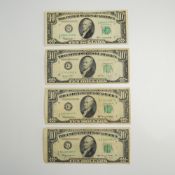 A Collection of US $10 Federal Reserve Notes Chicago Series 1950 B 1950 D and 1950 E Vintage US Curr