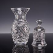 2pc Waterford Crystal Grouping Including Vase and 1985 Bell