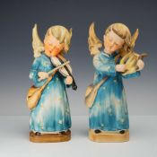 Lot of 2 Hummel-Style Ceramic Angel Figurines Holding Musical Instruments