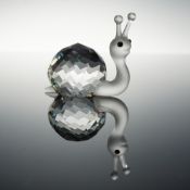Swarovski Silver Crystal Small Snail Figurine with Frosted Head and Faceted Shell