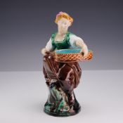Minton Majolica Figurine of a Girl with Basket Model 2041
