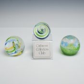 3pc Caithness Art Glass Paperweights, Summer Breeze, Dizzy, and Ribbons