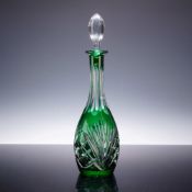 Gorham Emerald, Green Cut-to-Clear Crystal Decanter with Stopper