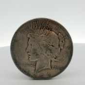 1924-S US One Dollar Peace Silver Dollar Coin, Circulated