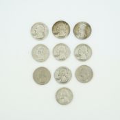 10pc Pre-1964 U.S. 90% Silver Washington Quarters