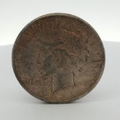 1926-S US One Dollar Peace Silver Dollar Coin, Circulated