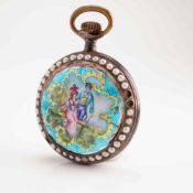 Antique Enameled and Seed Pearl-Set Lady's Pendant Watch