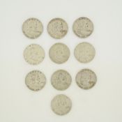 A Collection of 10 US Ben Franklin Half Dollars 1951-1963