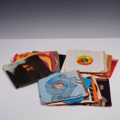 Set of 25 1960-1970s 45 RPM Vinyl Records Including George Harrison, The Beach Boys, and Motown Arti
