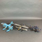 3pc Metal British Airforce Style Biplane Aircraft Models