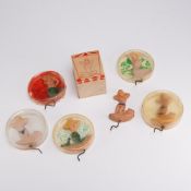7pc Mid-Century Gay Style Novelty Mechanical Wiggle Figures with Original Box
