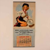 1958 Advertising Pin-Up Wall Calendar with Art by Gil Elvgren