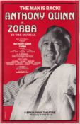 Zorba Starring Anthony Quinn, Original Broadway Production Poster - The Man is Back!