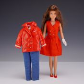 1963 Mattel Skipper Doll with Red Sensation Patent Jacket and Jumpsuit Outfit